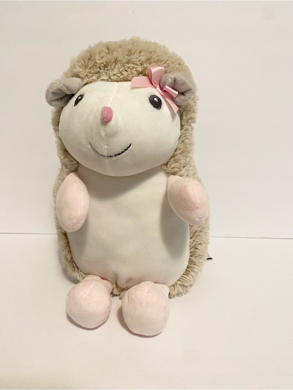 Blankets and Beyond Hedgehog Rattle Plush Pink Tan Baby Lovey Stuffed Animal Toy